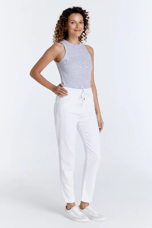 Early Access Ella Mid Waist Jogger 5 Pocket Ankle Pants White