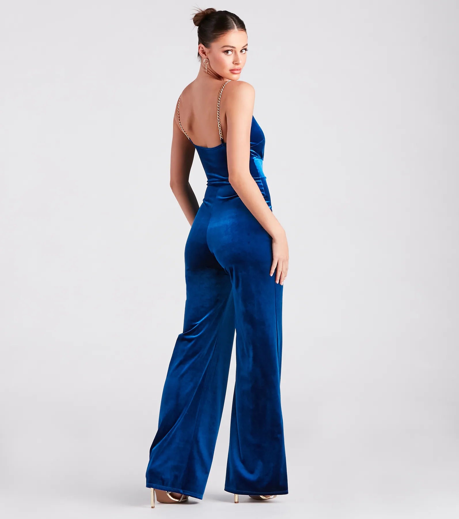 Bonus Offer Luxe To The Touch Velvet Chain Strap Jumpsuit