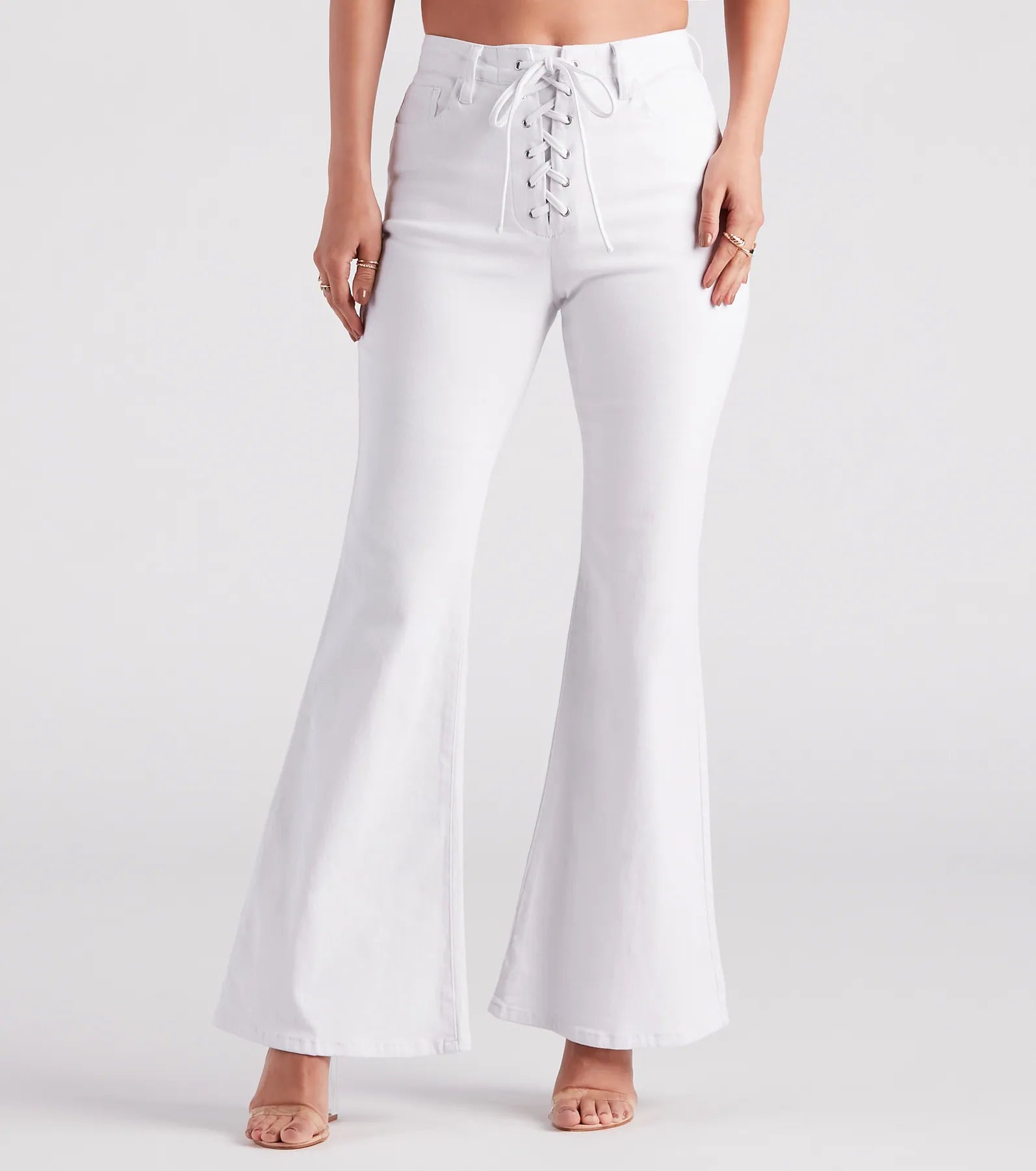 Super Savings Bri High-Rise Lace-Up Flare Jeans By Windsor Denim
