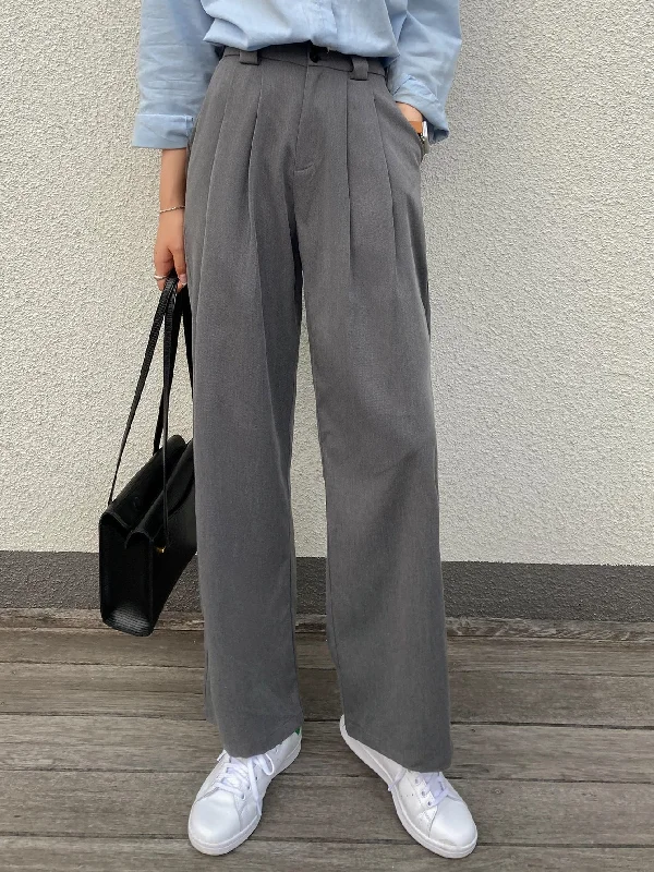 Instant Deal Casual Plain Plicated Natural Long Women Pants