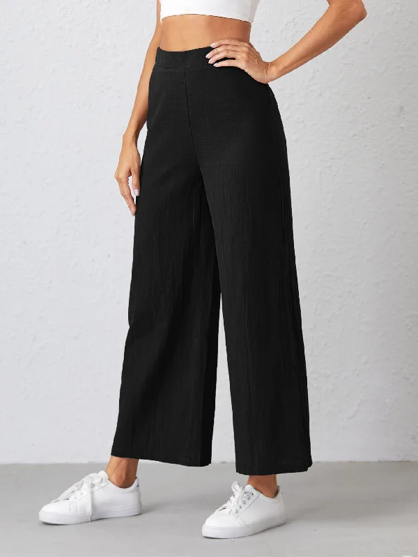 Time-Sensitive Casual Plain Zipper High Waist Cropped Women Pants