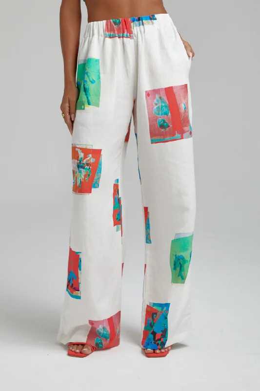 Daily Deals Linen Pants Montage White