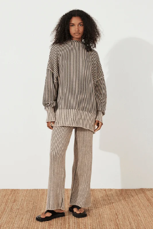 Can't Miss Black Stripe Chunky Knit Pant