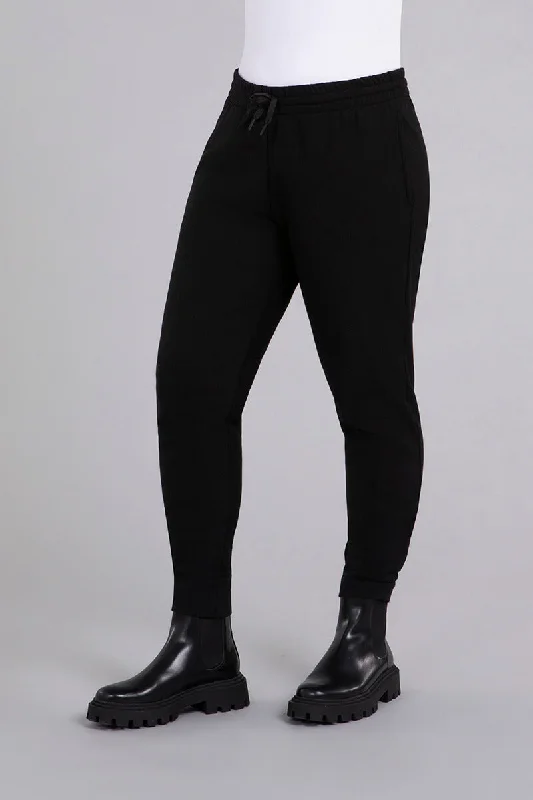 Weekend Special Bamboo Fleece Pleat Hem Jogger | Black