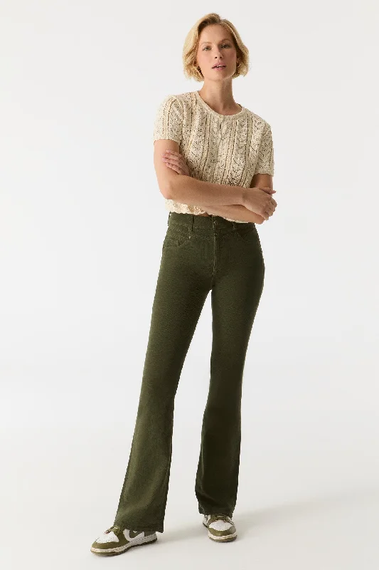Pay Less Matilda Cord High Waist Pants Green