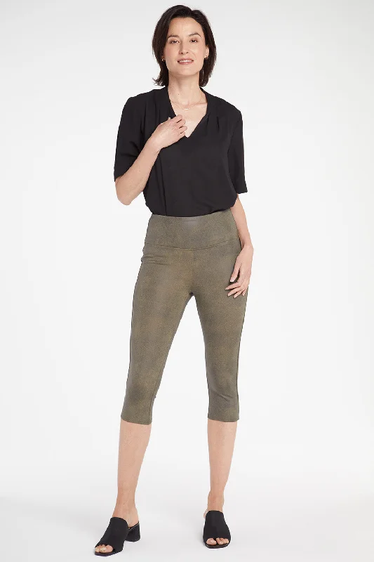 Discount Mania Pull-on Skinny Legging Capri Pants - Moss