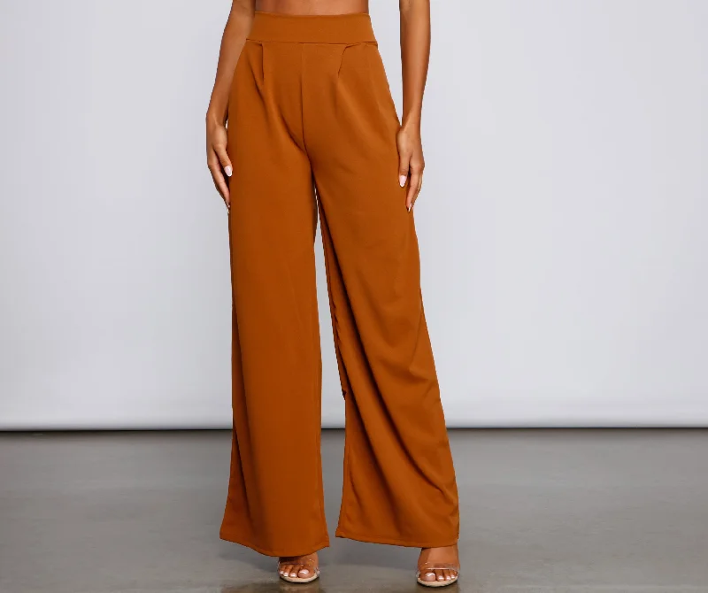 Act Fast High Waist Pleated Wide Leg Pants