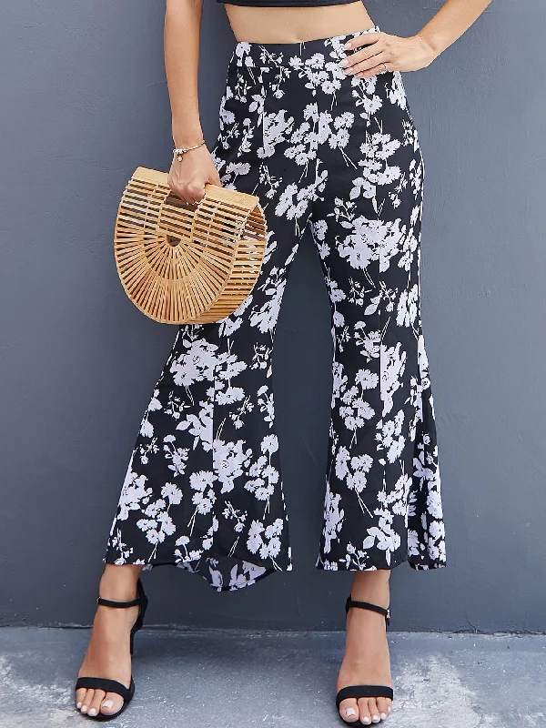 Special Discount Boho All Over Print Zipper High Waist Cropped Women Pants