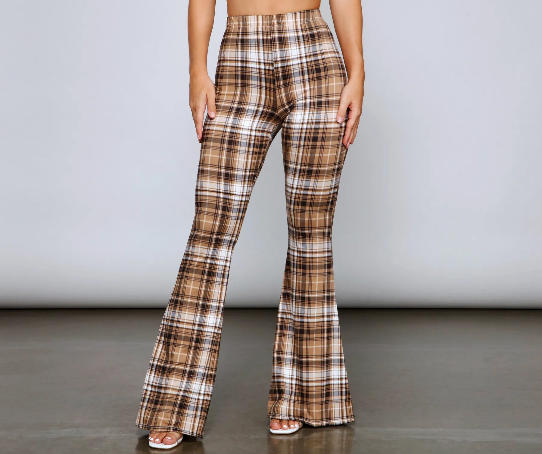 Discount Mania Trendy Must-Have Plaid Flare Pants