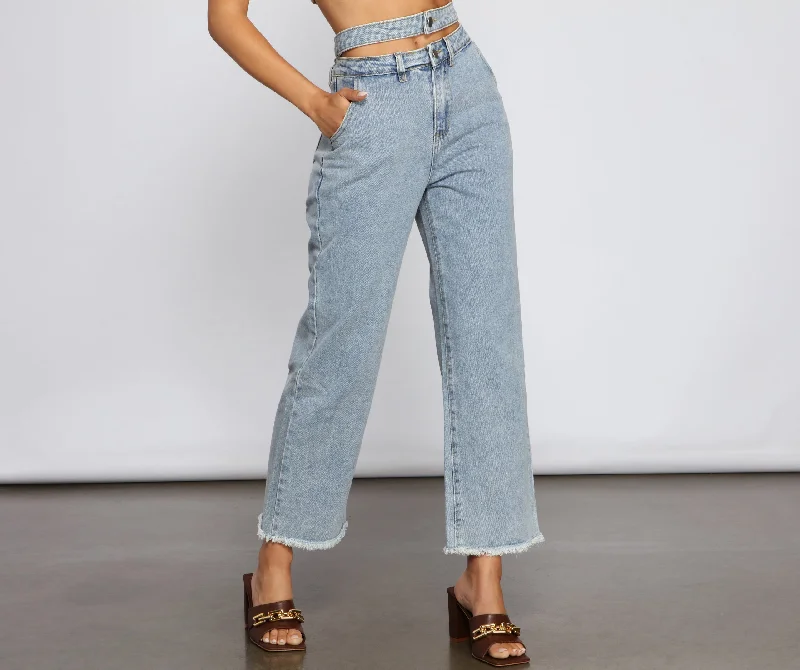 Weekend Bargains Just for You High Rise Cutout Boyfriend Jeans