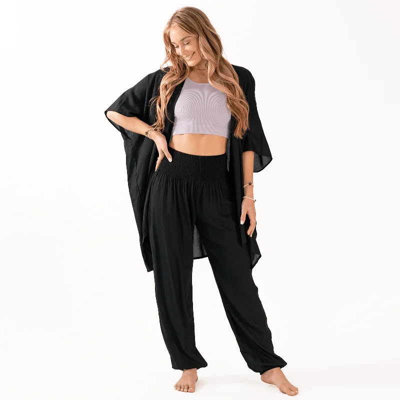Quick Deals Black Harem Pants Lounge Set