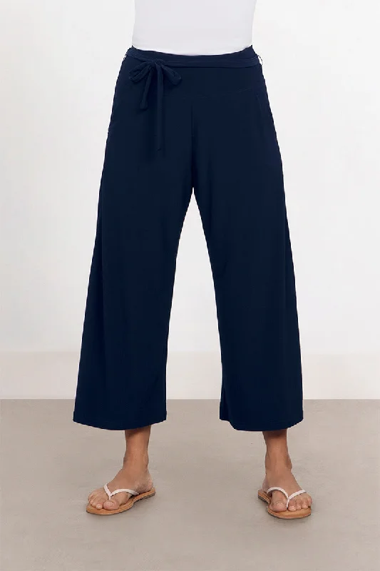 New Deal Wide Leg Trouser Crop | Navy