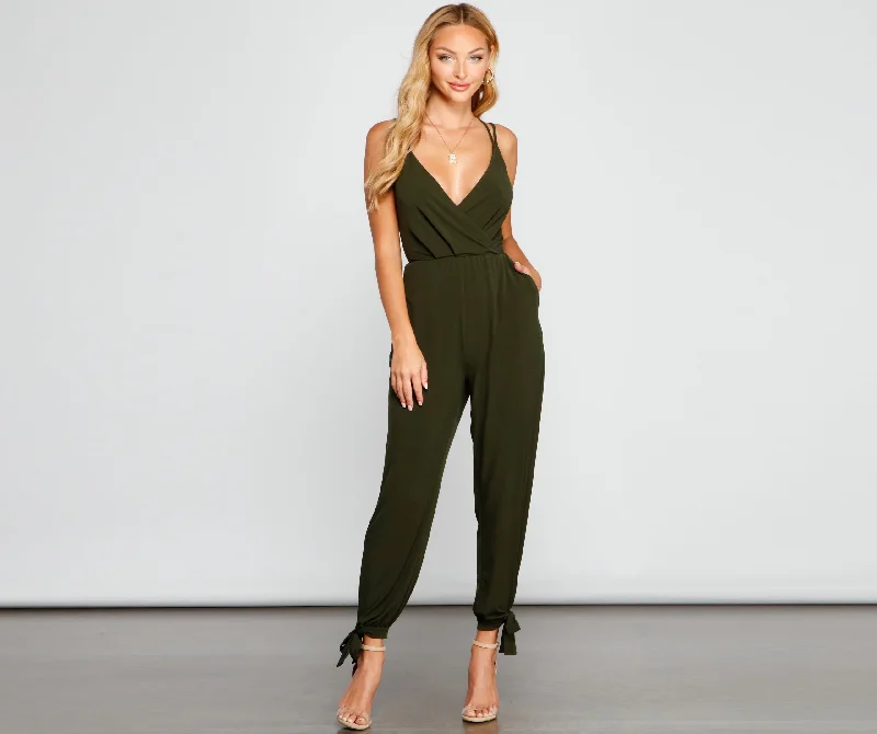 New Arrival Drive Them Wild Surplice Jumpsuit