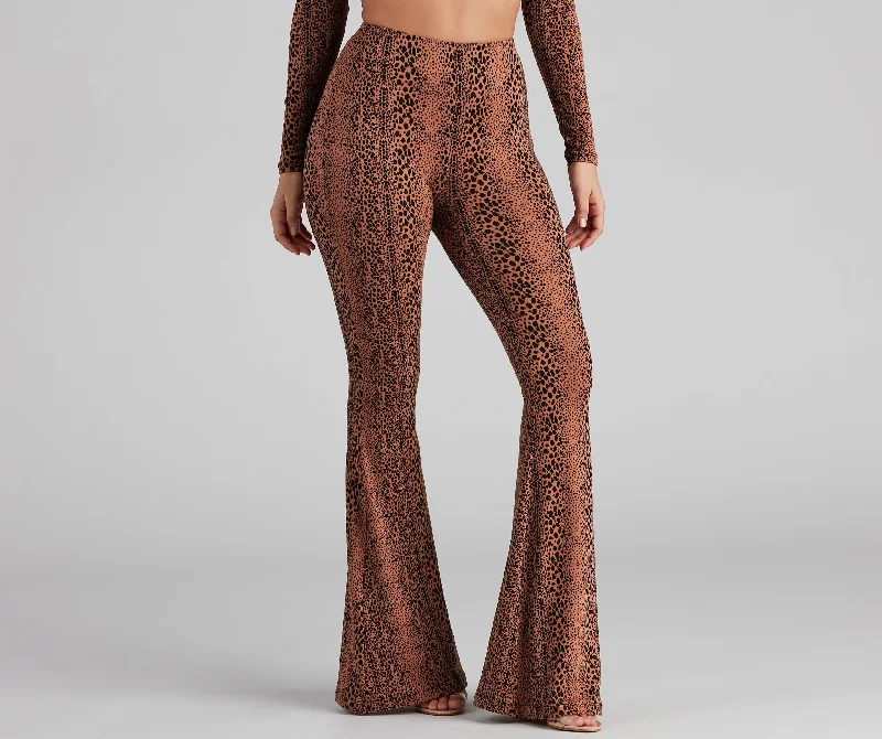Best Deals Leopard Spots High Rise Flare Pants