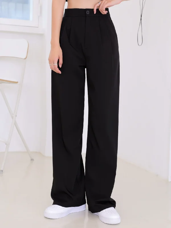 The Best Prices Casual Plain Pocket High Waist Long Women Pants