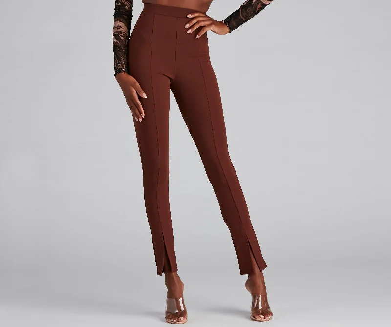 Loyalty Reward Trendy Split Hem High-Rise Pants
