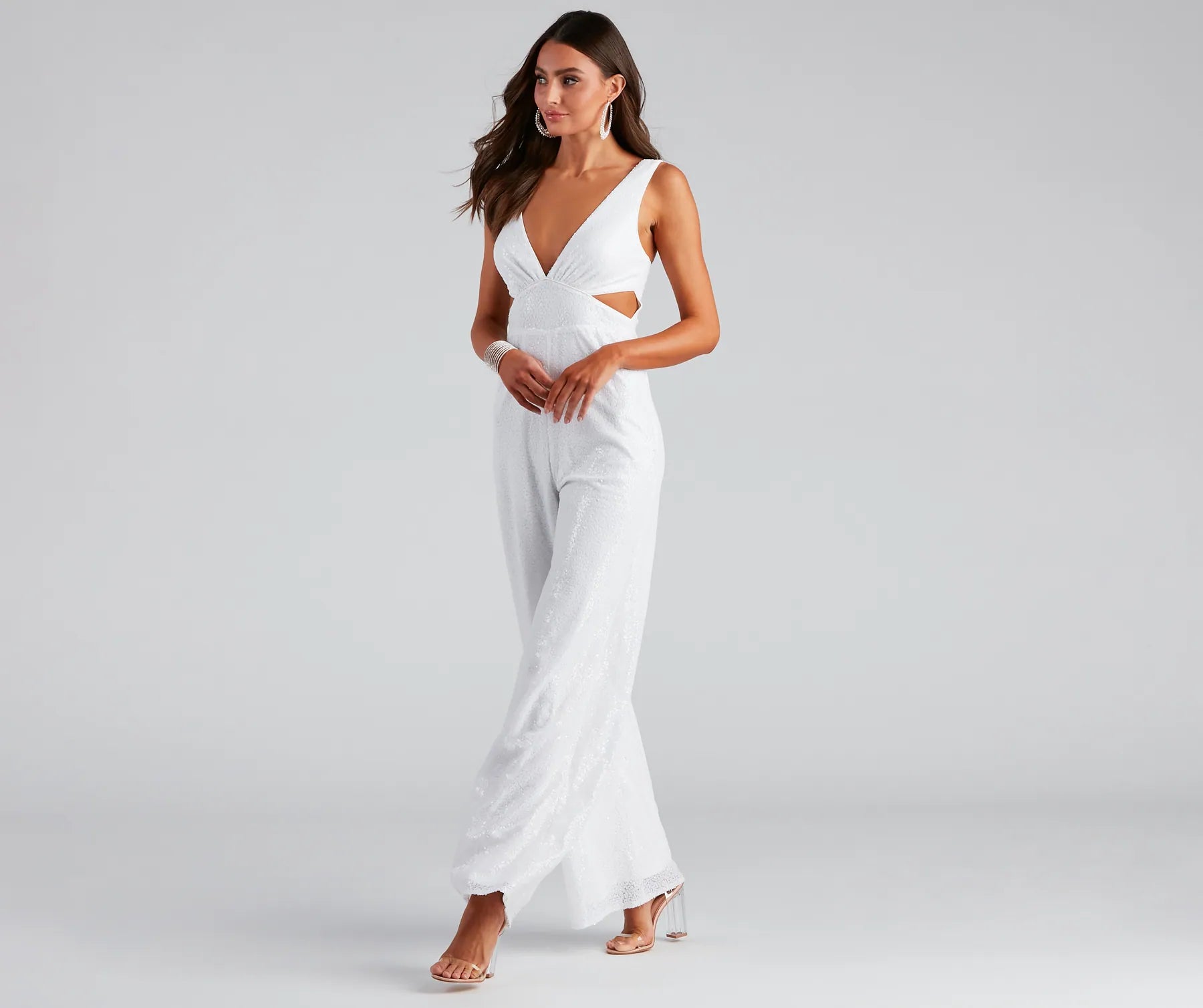 Deep Savings Grand Allure Sequin Cutout Jumpsuit