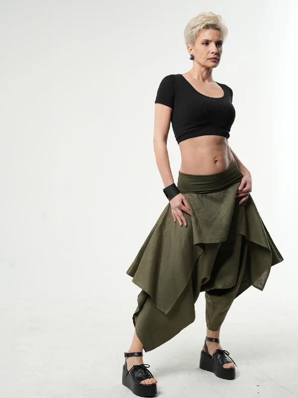 Blowout Deals Linen Skirt Pants In Khaki