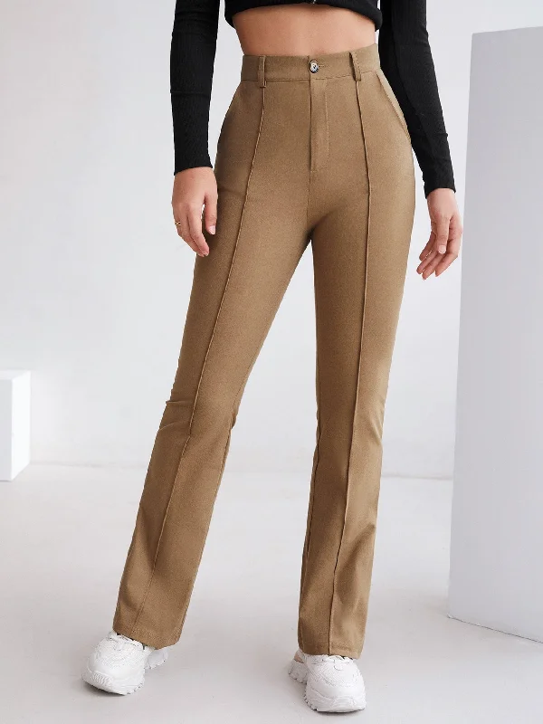 Deal Alert Casual Plain Zipper High Waist Long Women Pants