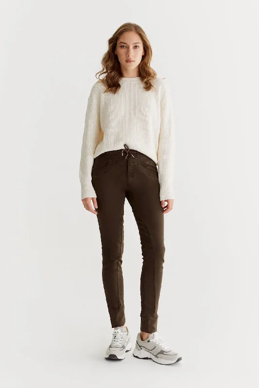 Extra Discount Mila Mid Waist Jogger 5 Pocket Ankle Pants Chocolate