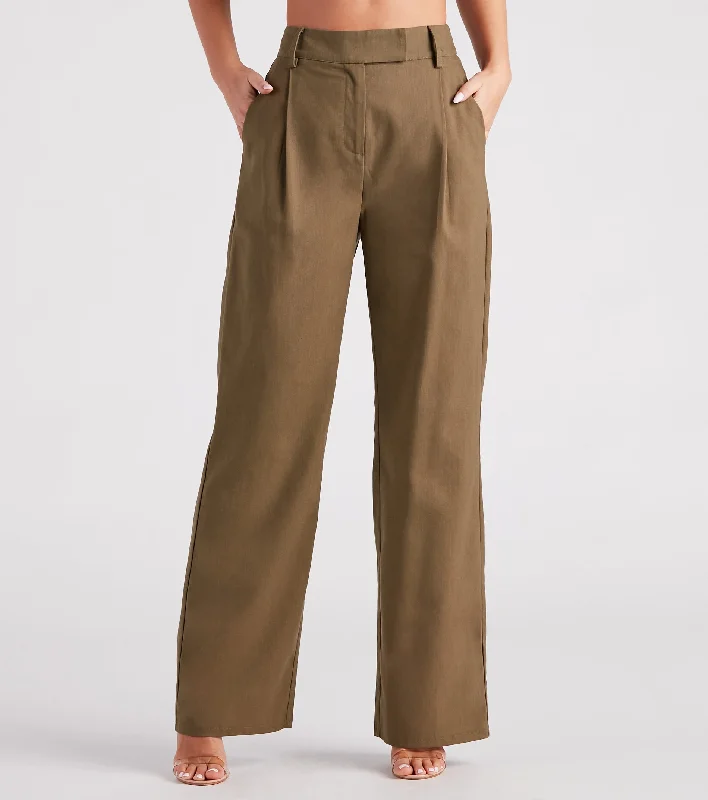 Stock Up Make The Shift Linen Wide-Leg Trouser Pants