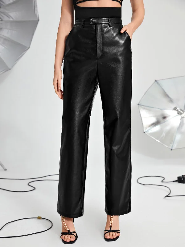 Can't Beat Glamorous Plain Zipper High Waist Long Women Pants