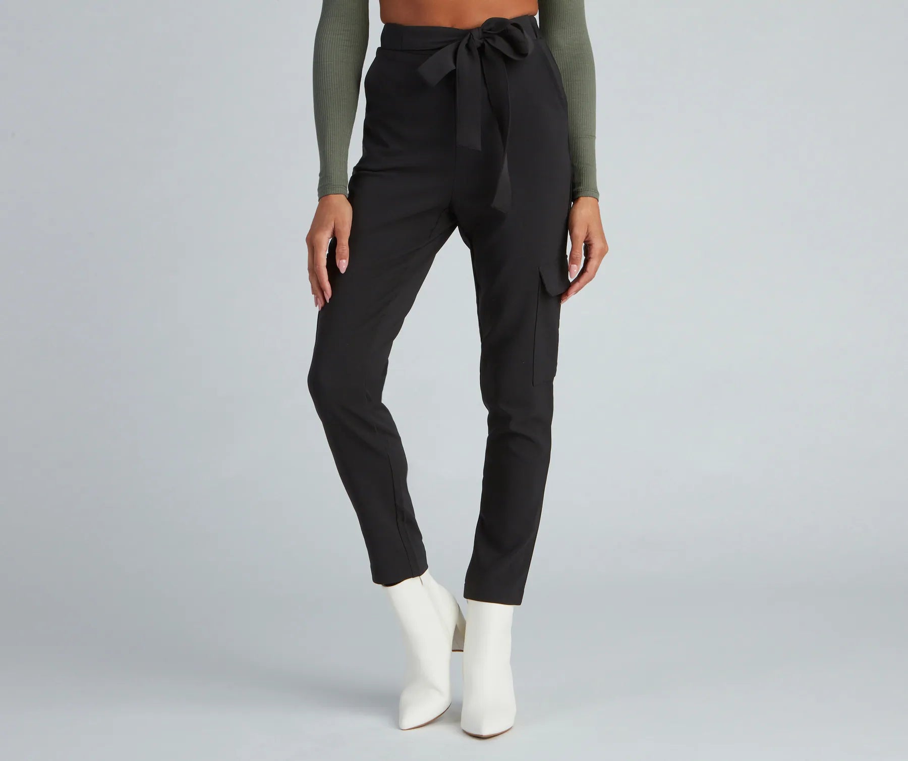 Price Slash Chic Tie-Waist Twill Pants