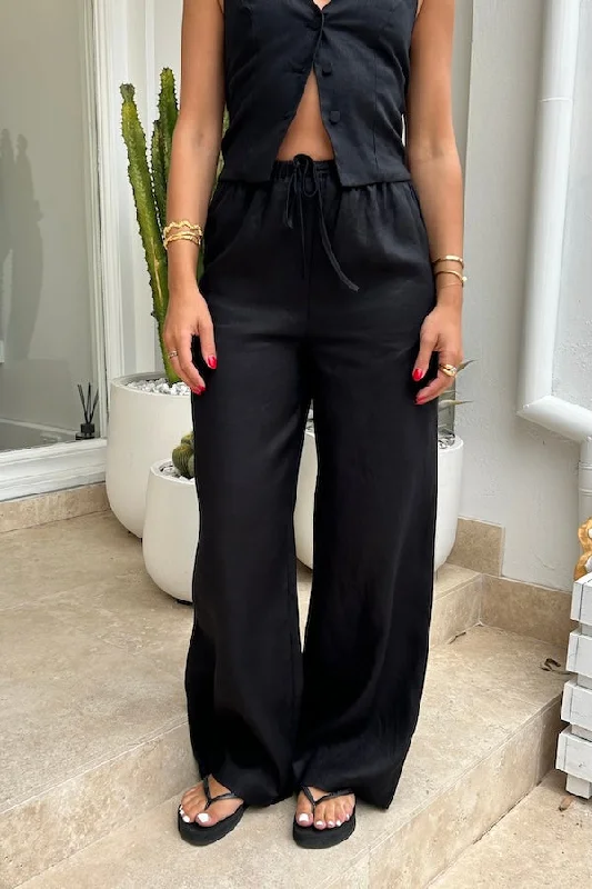 Weekend Bargains to Savor Luna Linen Pant Black