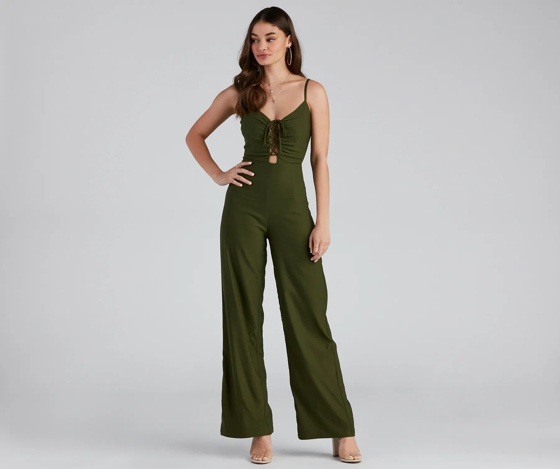 Crazy Savings Climb The Ladder Lace Up Jumpsuit