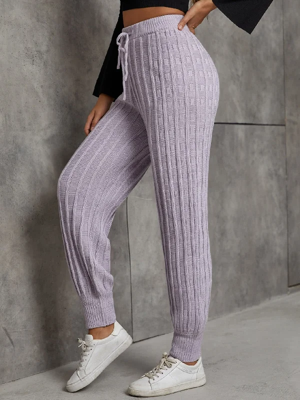 Special Discount Casual Plain Drawstring High Waist Long Women Sweater Pants