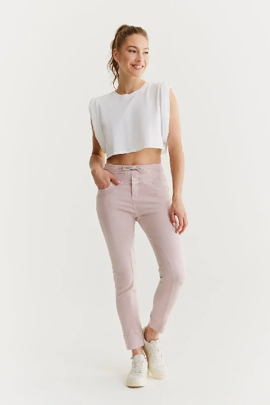 Crazy Savings Mila Mid Waist Jogger 5 Pocket Ankle Pants Lilac