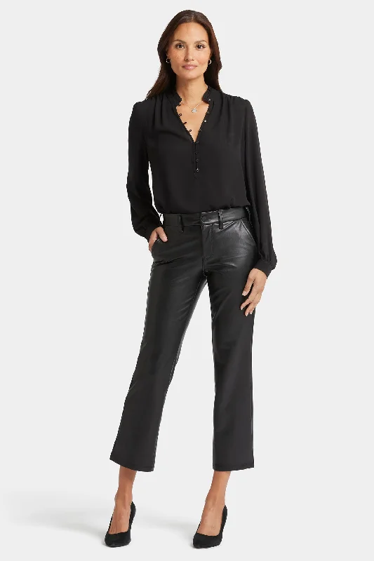 Instant Savings Faux Leather Straight Ankle Pants - Black
