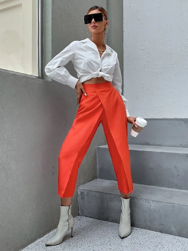 Bonus Offer Casual Plain High Waist Capris Women Pants