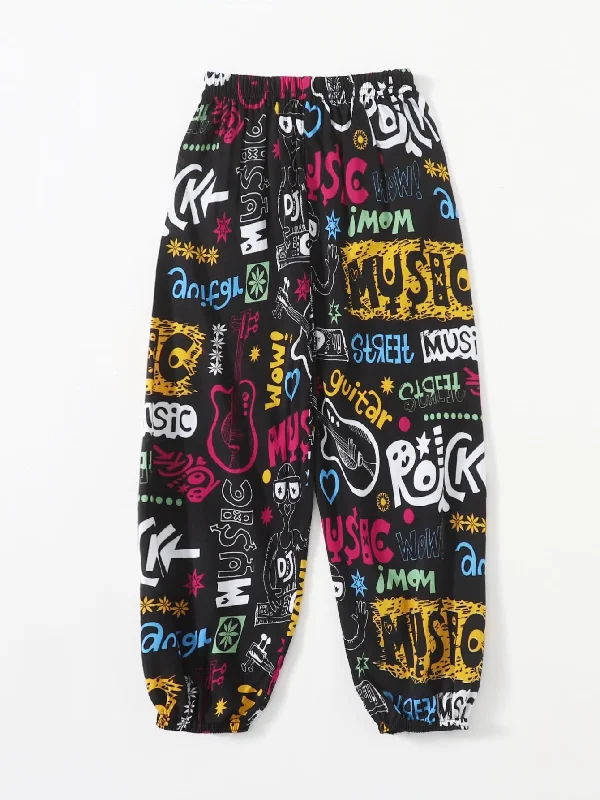 Weekend Discounts to Delight Casual Graphic High Waist Capris Women Pants