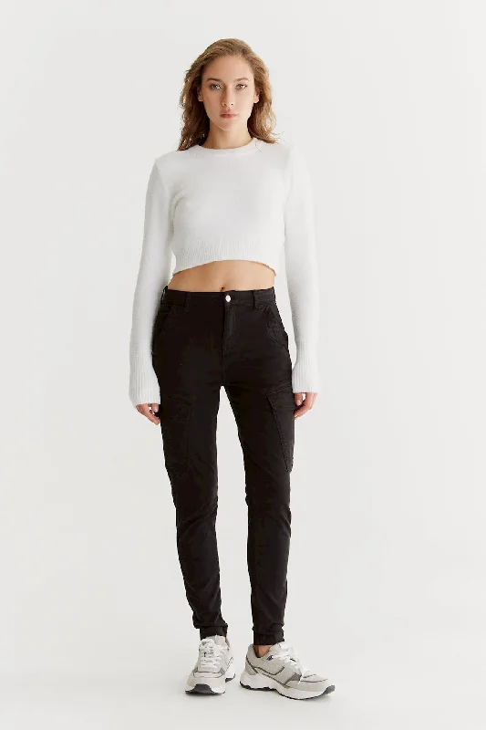 Weekend Price Cuts Galore Angel High Waist Cargo Pants Winter Black