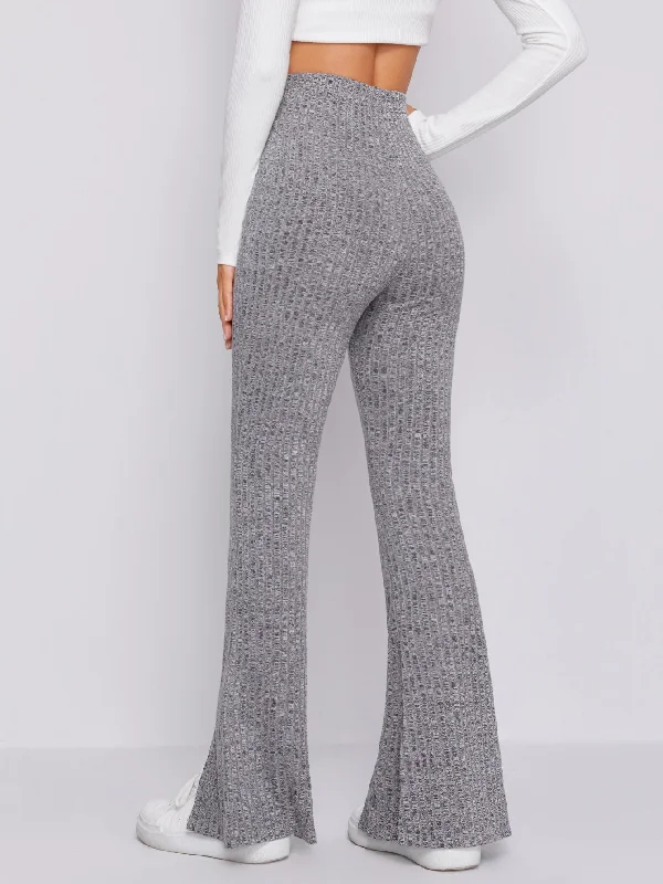 Year-End Sale Elegant Plain Rib-Knit High Waist Long Women Pants