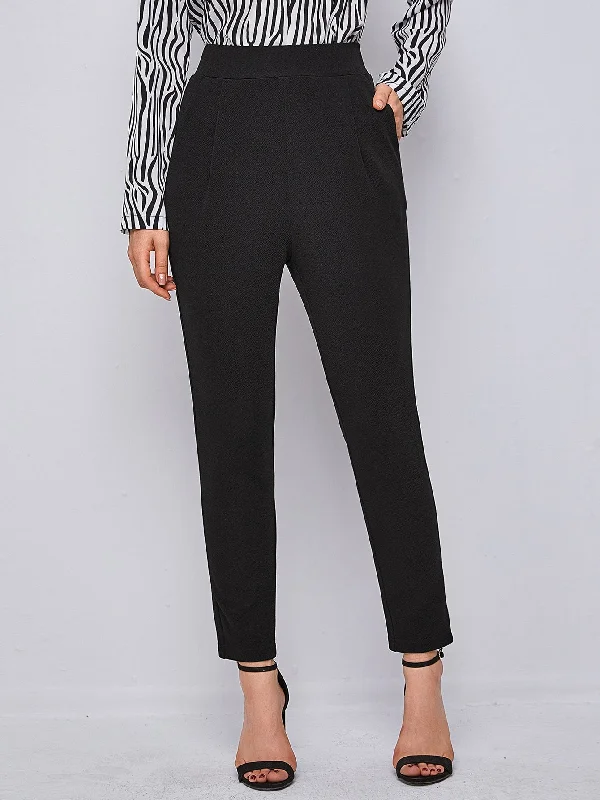 Exclusive Online Offer Elegant Plain Pocket High Waist Cropped Women Pants
