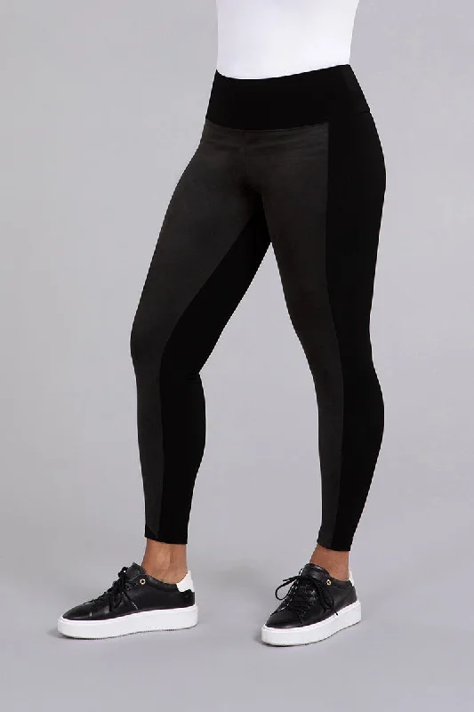 Deal of the Week Mix Yoke Legging with Faux Suede | Black