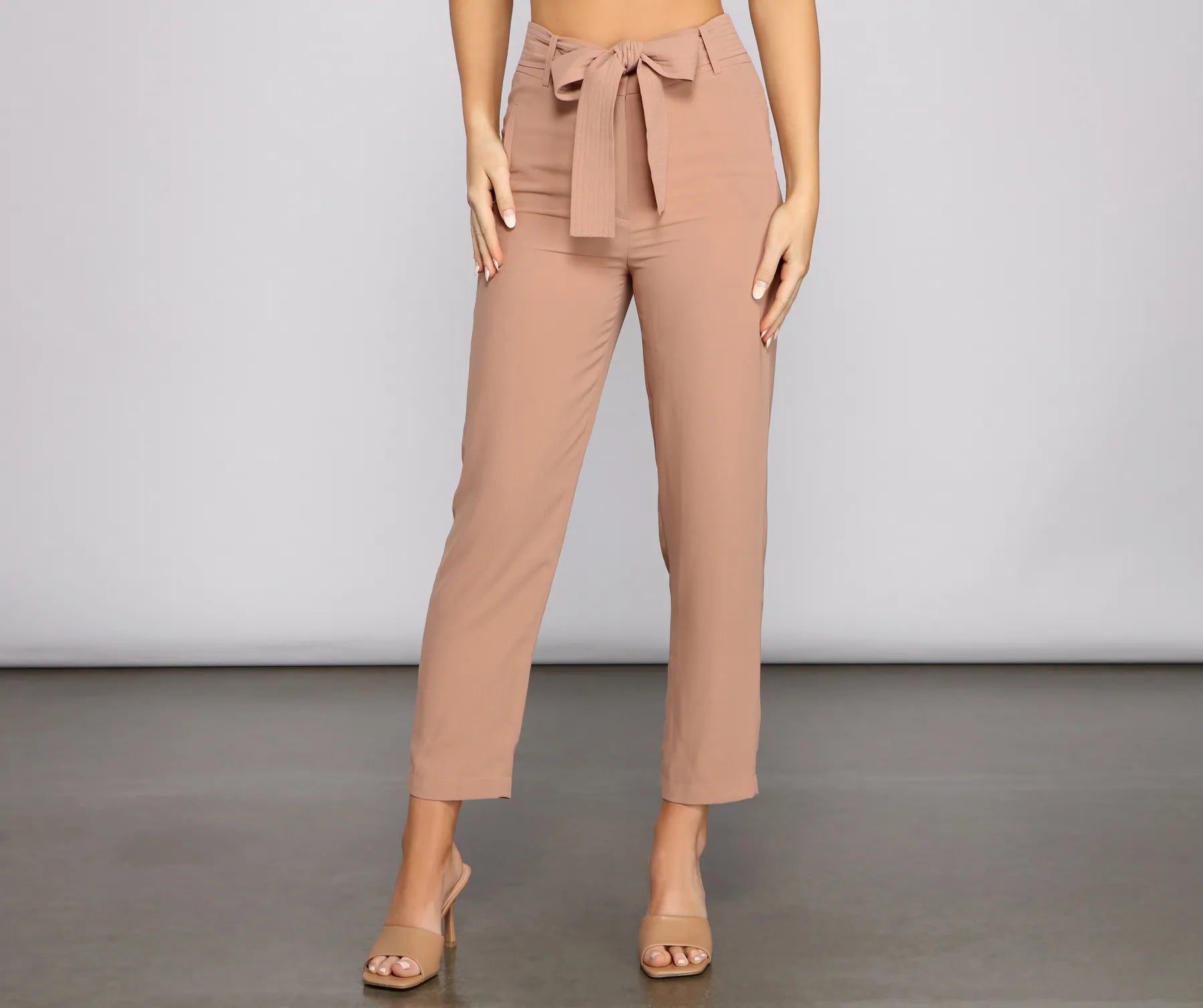 Price Drop Classic High Waist Belted Tapered Pants