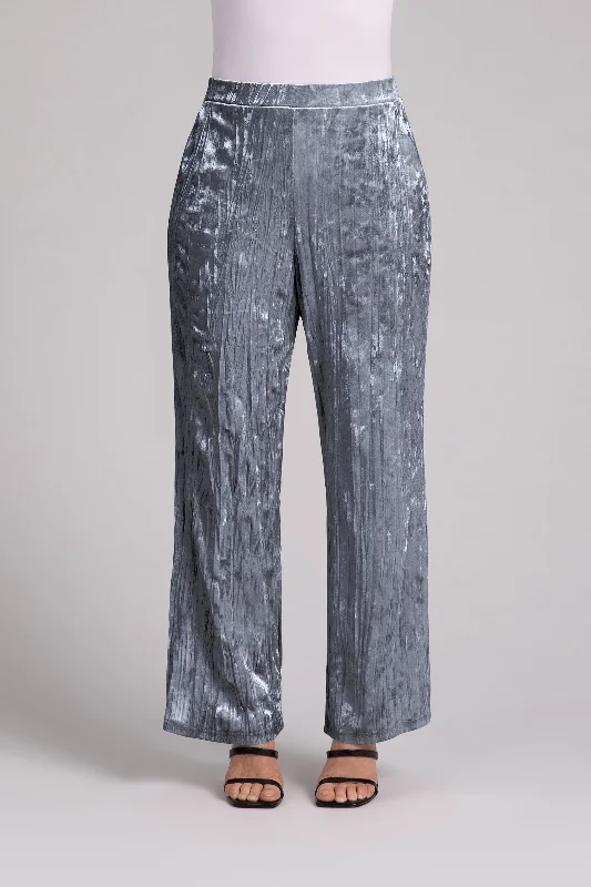 Weekend Deals That Dazzle Crinkle Velvet Straight Leg Pant | Gunmetal
