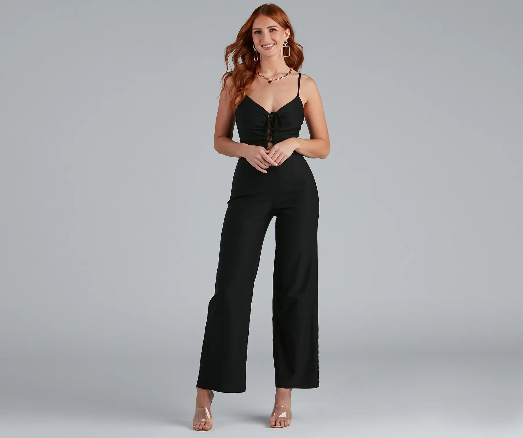 Crazy Deal One And Done Lattice Front Jumpsuit