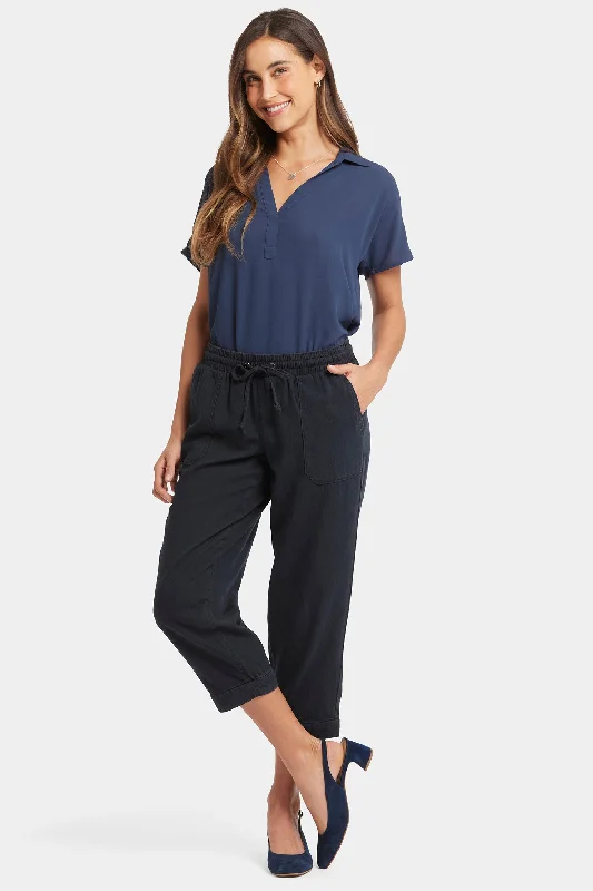 Seasonal Clearance Relaxed Drawstring Cargo Pull-On Pants - Overdye Black