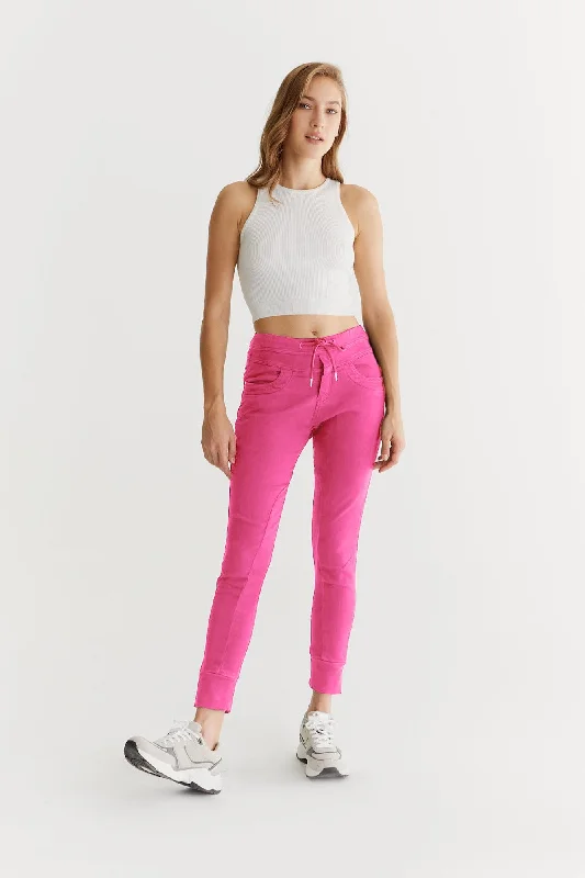 One-DAY Sale Mila Mid Waist Jogger 5 Pocket Ankle Pants Pink