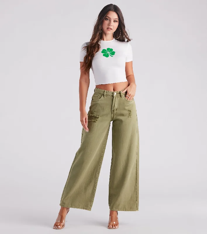 Weekend Offers You Can't Ignore Good Angle Mid Rise Wide-Leg Denim Jeans