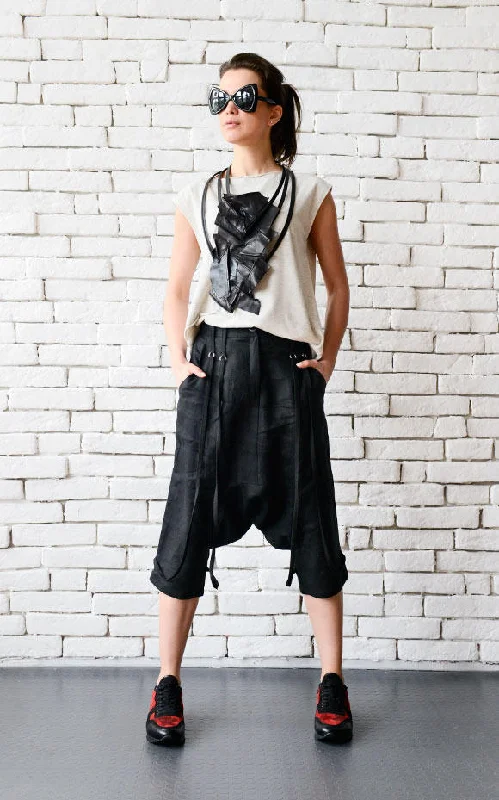 Don't Wait Black Linen Capris