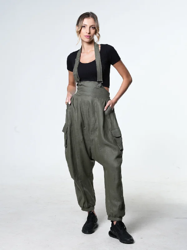 Online Exclusive Oversize Linen Jumpsuit In Khaki