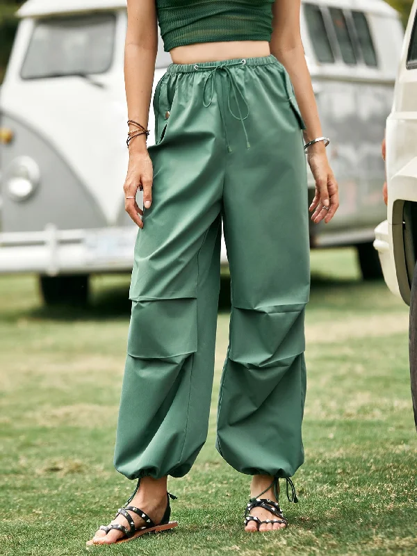 Weekend Discounts to Indulge In Casual Plain Grommet Eyelet High Waist Long Women Pants