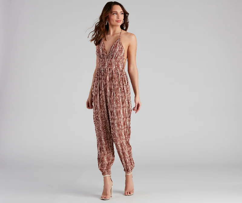 Value Deals Summer Pop Tie-Dye Stripe Halter Jumpsuit