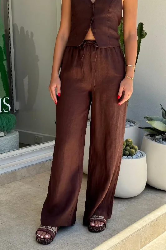 Weekend-Only Price Drops Luna Linen Pant Chocolate