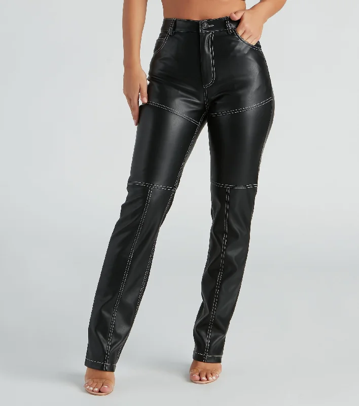 Unbeatable Prices Rock Of Ages Faux Leather Straight-Leg Pants